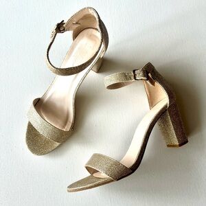 David’s Bridal Gold Sparkly Strappy Heels - Size 8